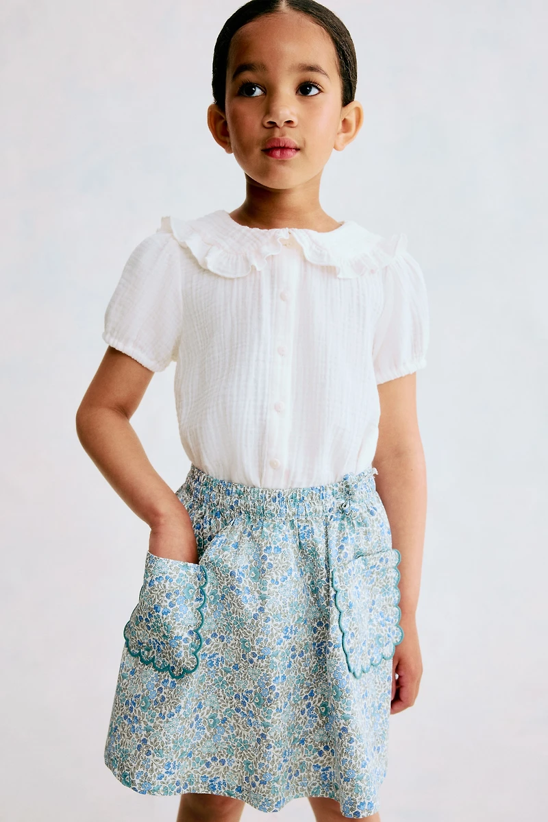 Floral-Print Poplin Skirt