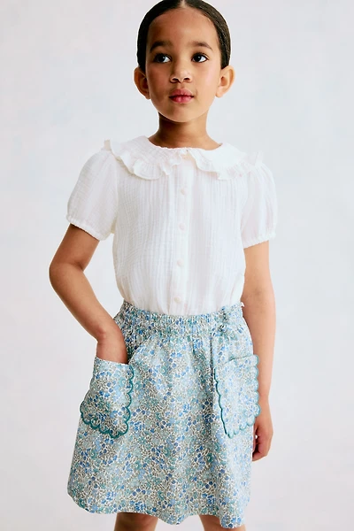 Floral-Print Poplin Skirt