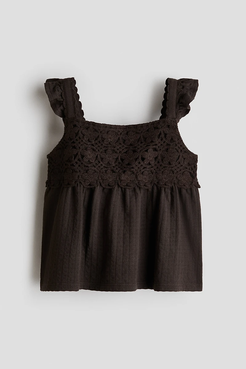 Ruffle-Trimmed Cotton Top