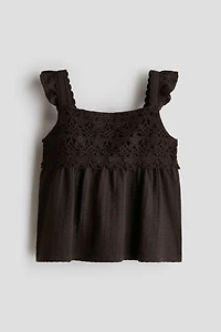 Ruffle-Trimmed Cotton Top