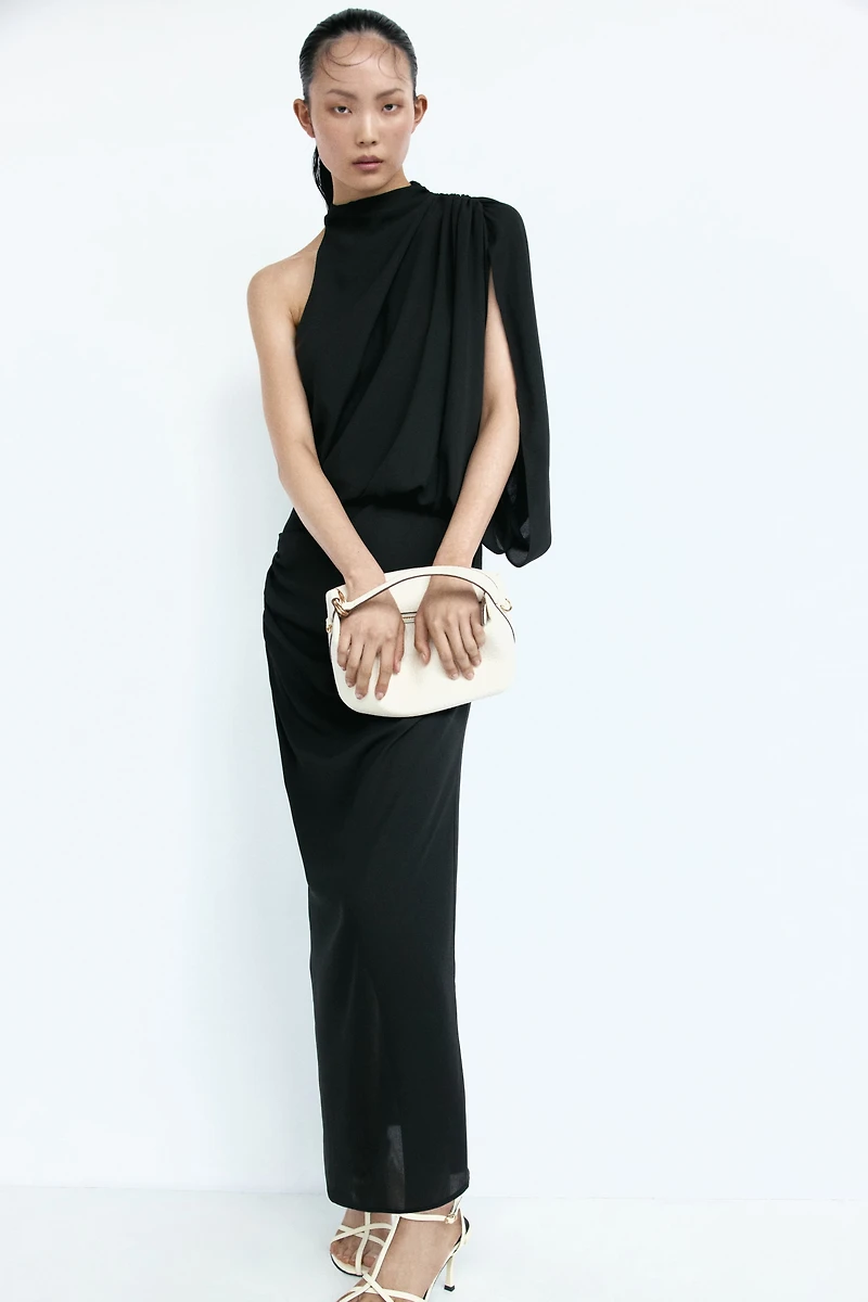 Draped One-Shoulder Dress