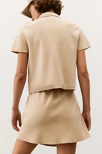 Button-Front Fine-Knit Skirt