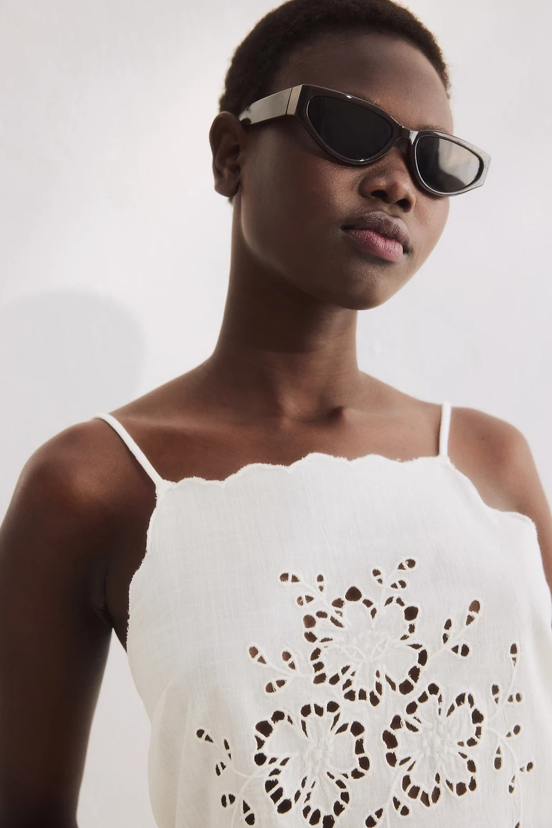 Cotton Beach Dress with Eyelet Embroidery
