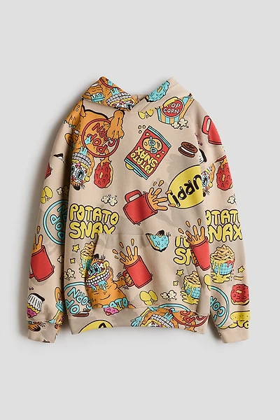Brushed-Inside Printed Hoodie