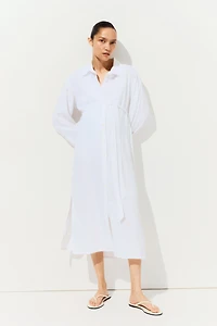 MAMA Linen-Blend Shirt Dress
