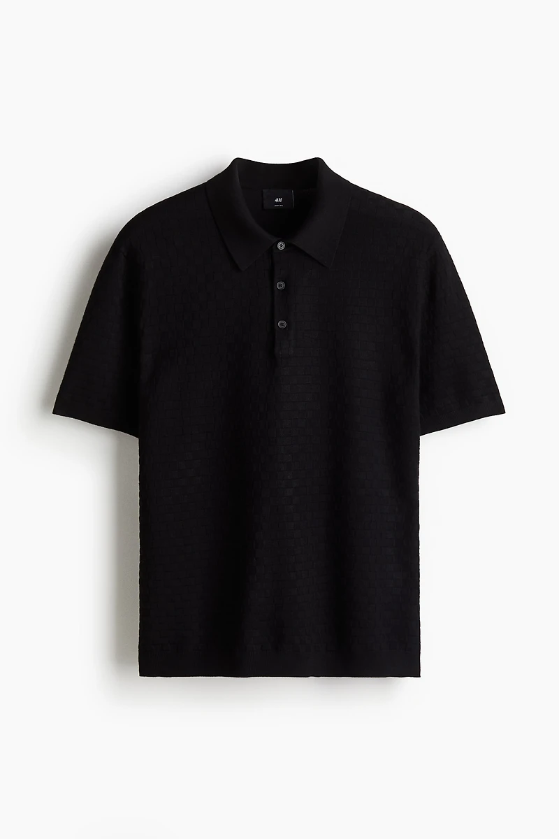 Slim-Fit Textured-Knit Polo Shirt