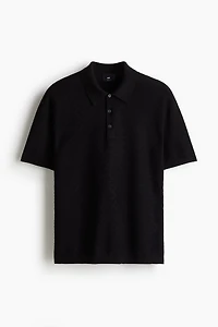 Slim-Fit Textured-Knit Polo Shirt