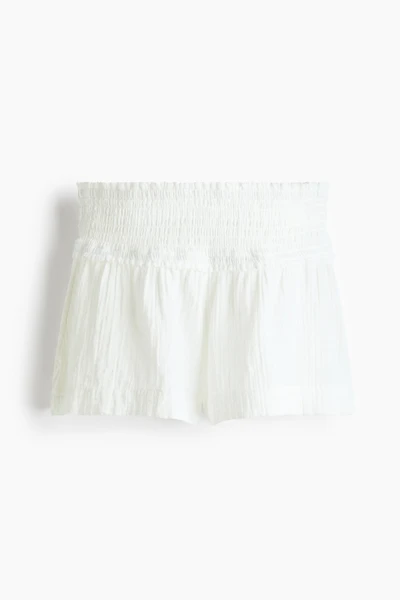 Smocked-Waist Mini Shorts