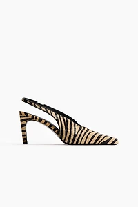 Escarpins à talon en cuir avec bride arrière