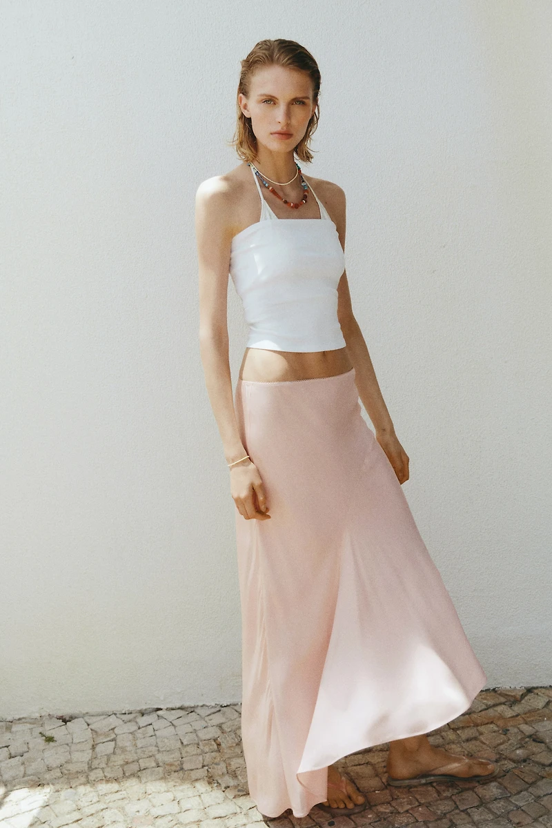 Asymmetric Satin Skirt