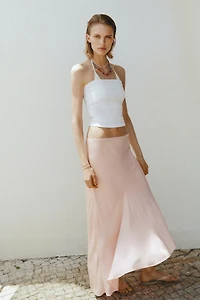 Asymmetric Satin Skirt
