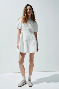 Flared-Skirt Denim Dress