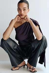 Scarf-Detail Satin Top