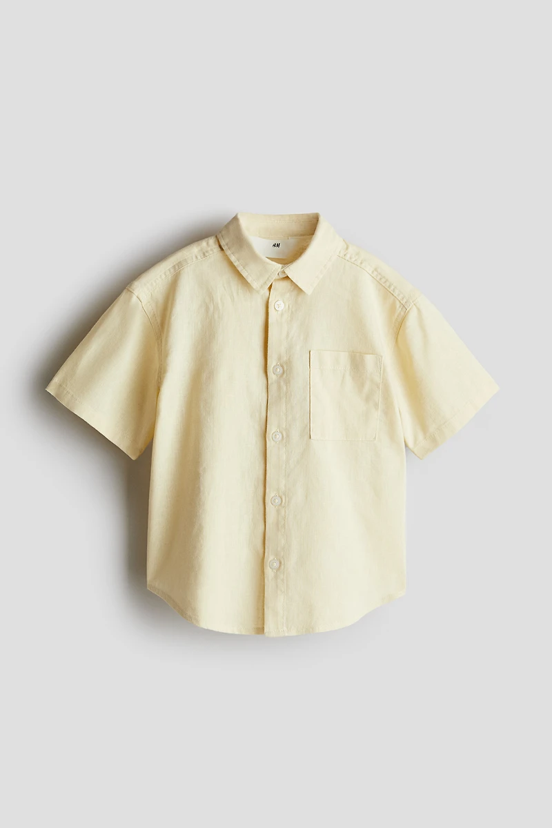 Short-Sleeved Linen-Blend Shirt