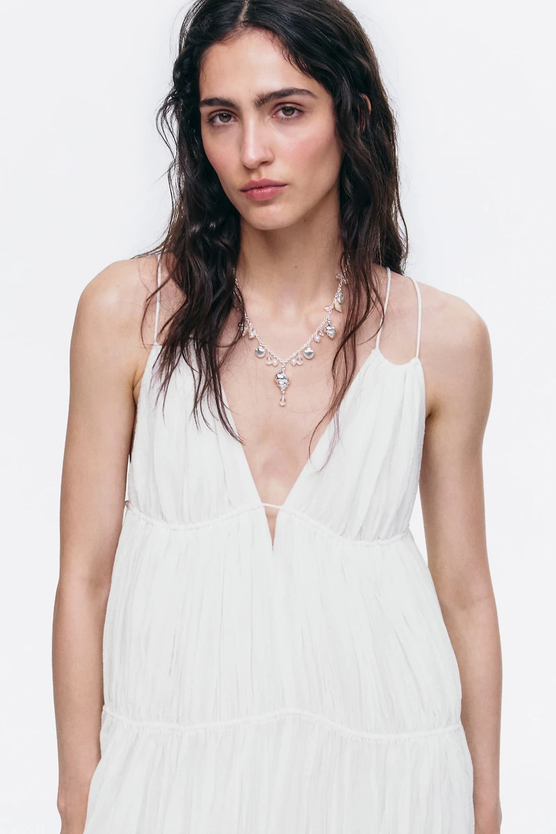 Drawstring-Detail A-Line Dress