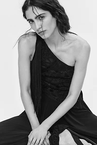 Embellished One-Shoulder Top
