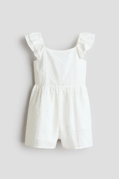 Cotton Jumpsuit with Eyelet Embroidery