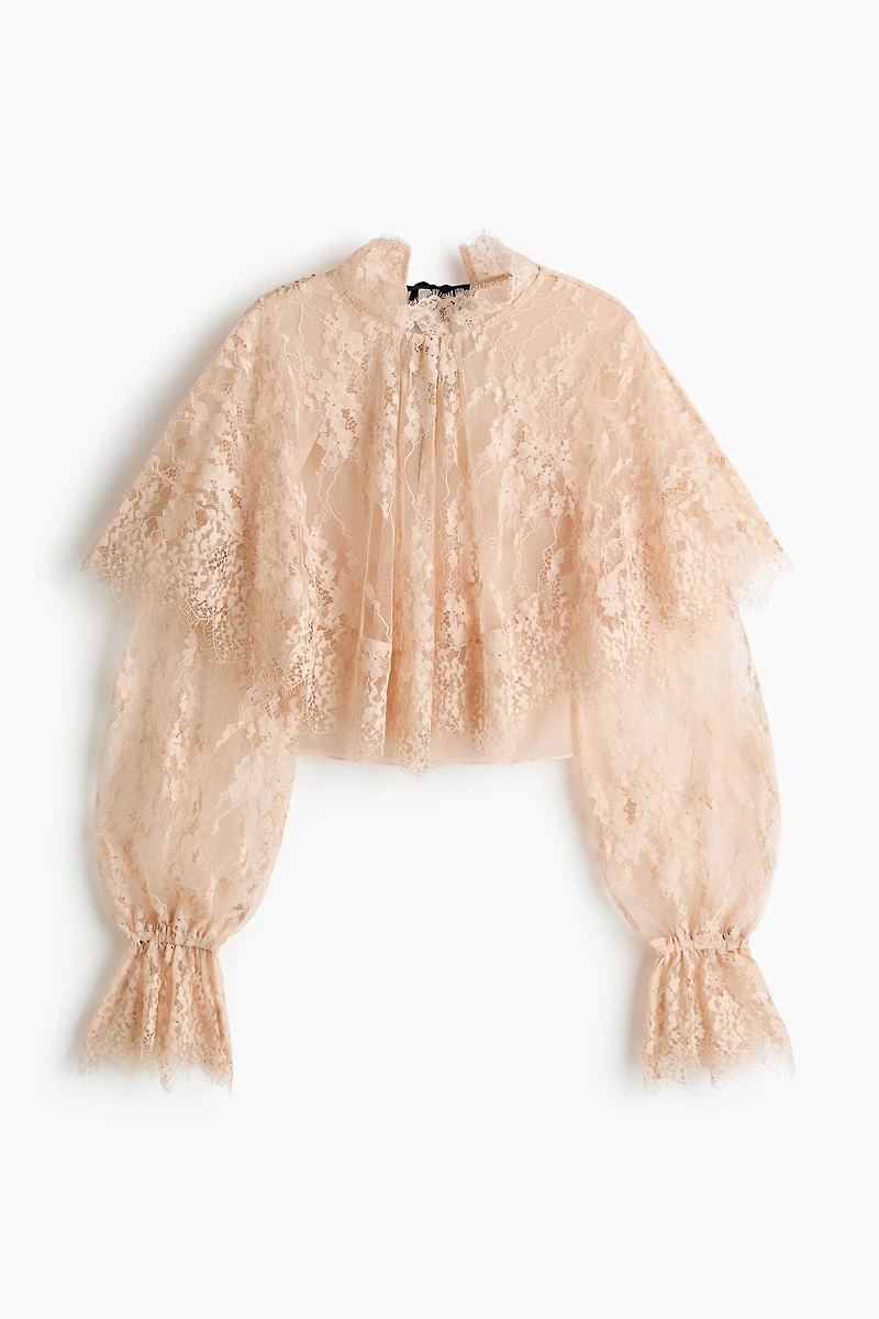 Cape-Detail Lace Top