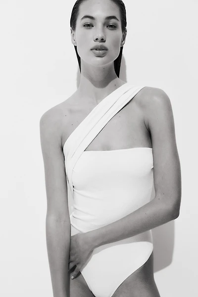 Padded-Cup One-Shoulder Swimsuit