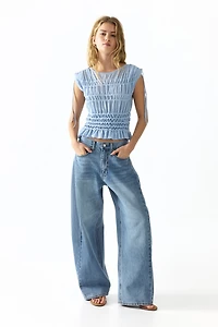 Smocked Fine-Knit Top