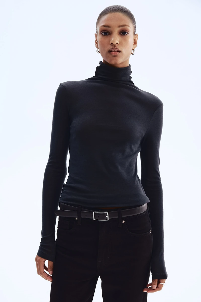 Pima Cotton Turtleneck Top