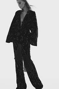 Embroidered Velvet Pants