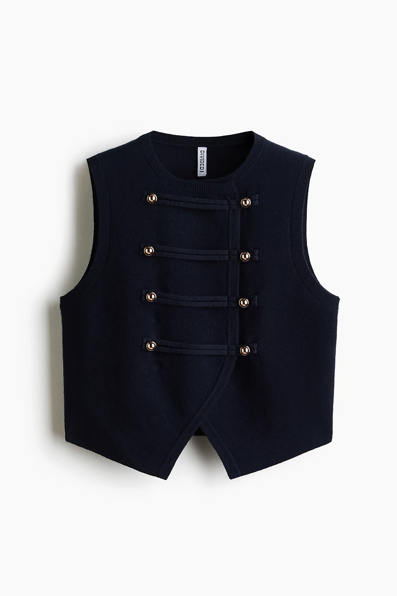 Double-Breasted Fine-Knit Vest