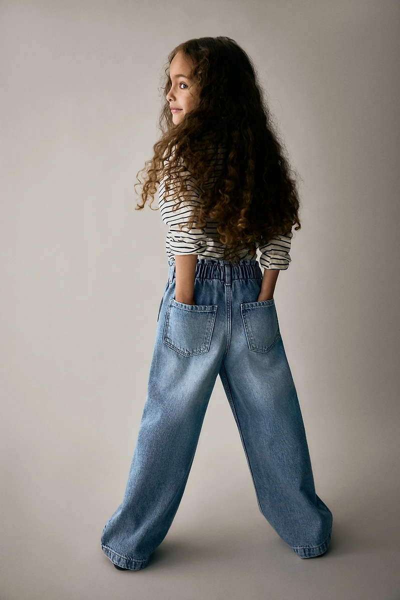 Wide Leg Paper-bag Jeans