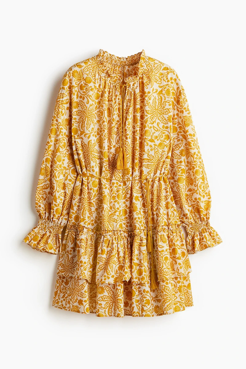 Flounced Tie-Belt Dress