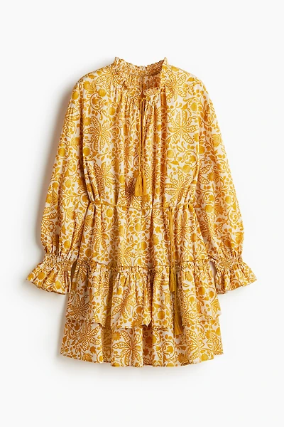 Flounced tie-belt dress