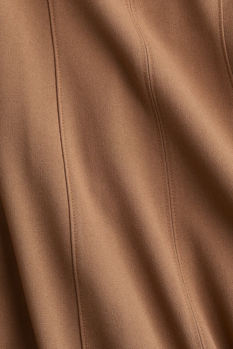 Flared-Skirt Twill Dress