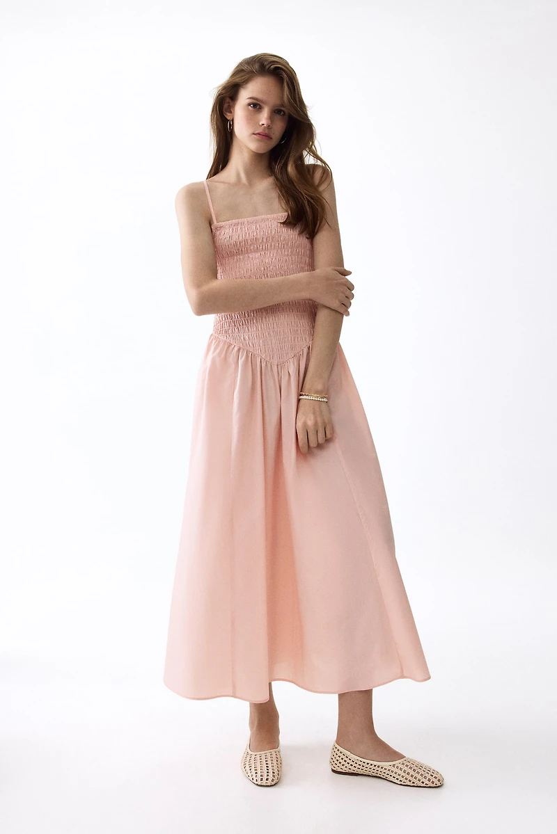Smocked Dress with Flared Skirt