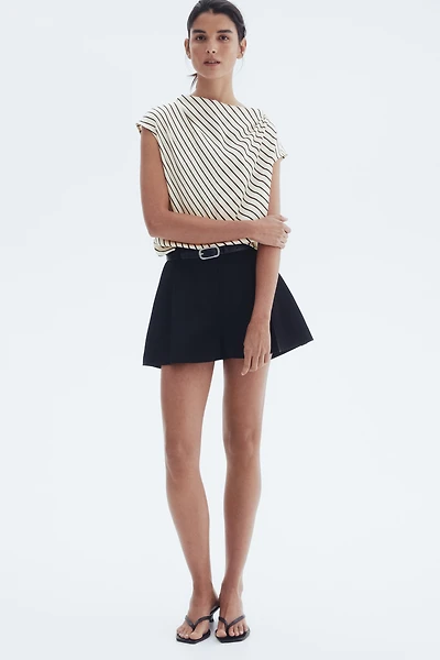 Cap-Sleeved Satin Blouse