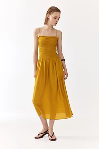 Smocked-Bodice Strappy Dress