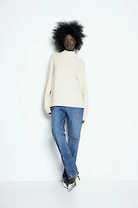 Rib-Knit Mock Turtleneck Sweater