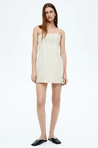 Linen-Blend Bandeau Dress