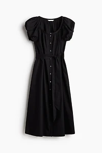 Puff-Sleeved Poplin Dress