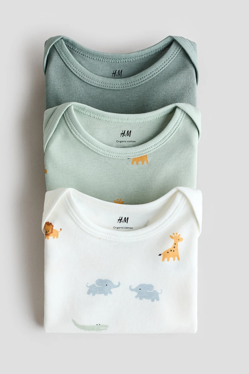 3-pack Cotton Bodysuits with Lap Shoulders