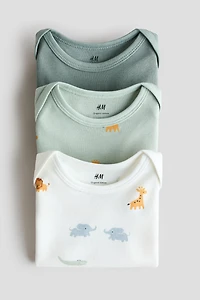 3-pack Cotton Bodysuits with Lap Shoulders