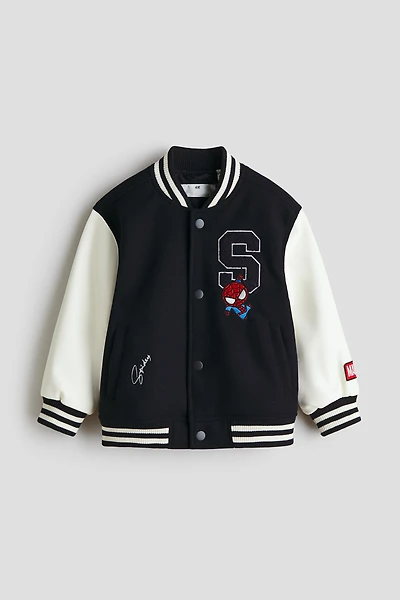 Motif-Detail Baseball Jacket