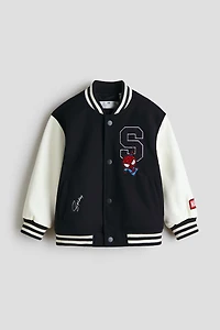 Motif-Detail Baseball Jacket