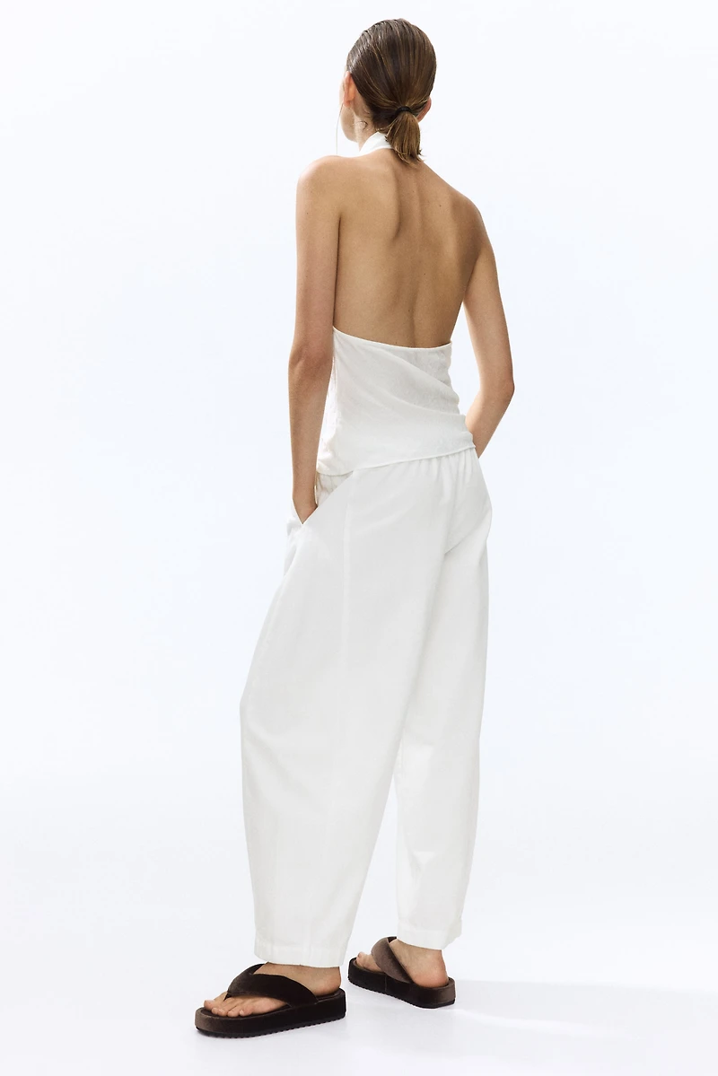 Denim Barrel-Leg Pants