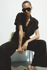 Pantalon large en tricot texturé