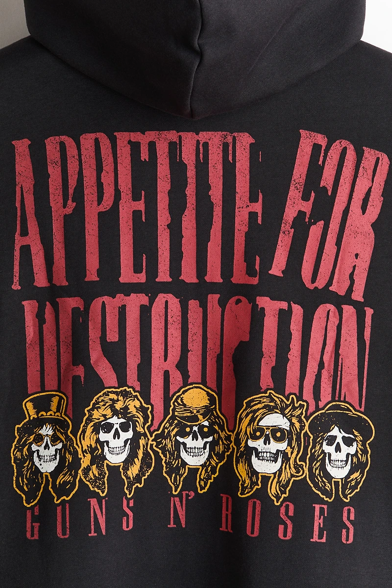 Loose-Fit Printed Hooded Jacket