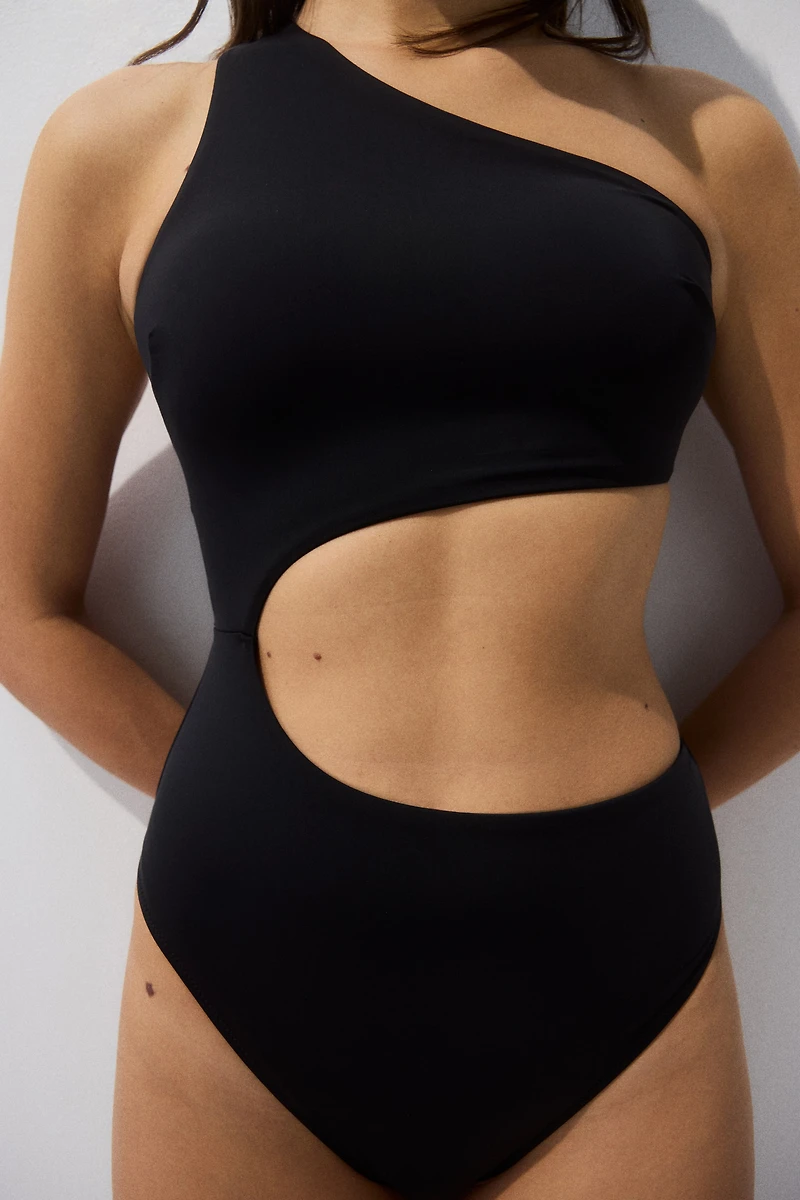 Padded-Cup One-Shoulder Swimsuit