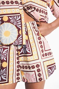 Patterned Poplin Shorts