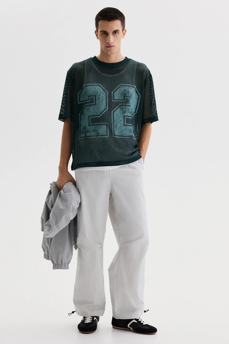 Oversized Printed Mesh T-Shirt