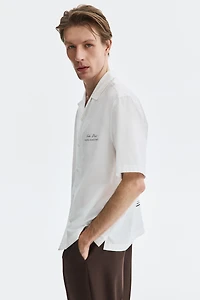 Chemise imprimée décontractée avec col cubain