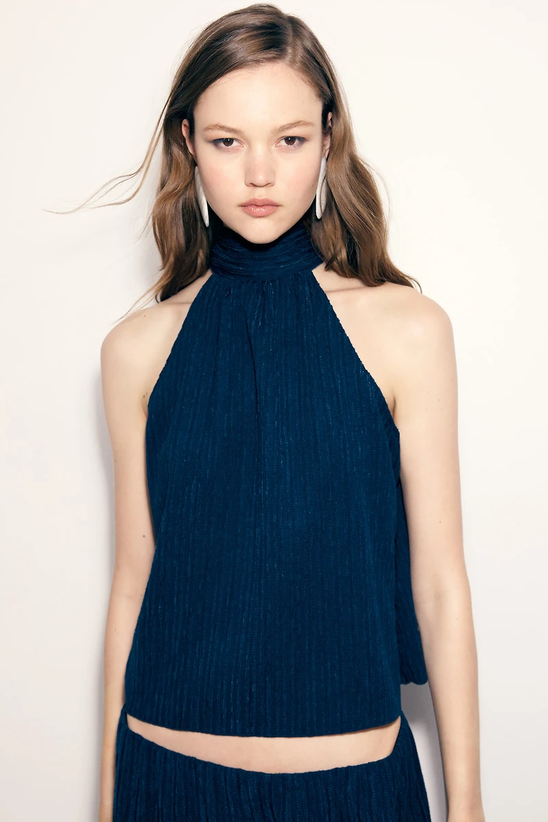 Textured Halterneck Top