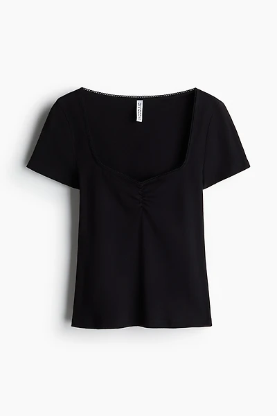 Picot-Trimmed T-Shirt